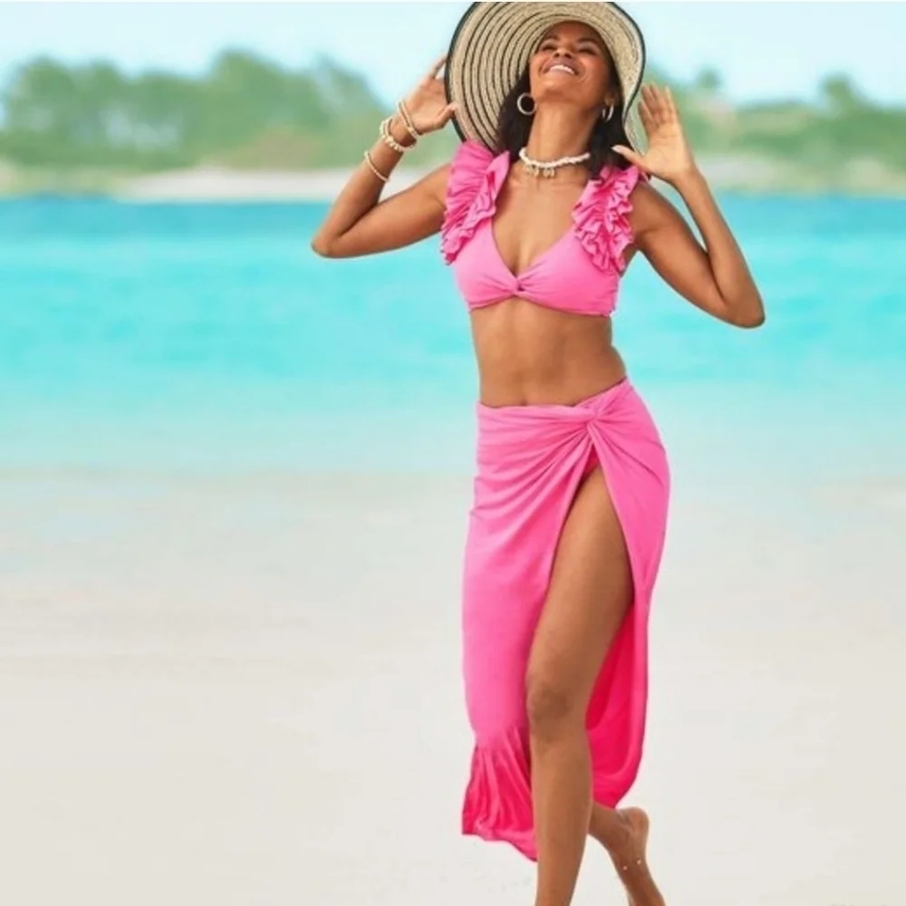 New Lilly Pulitzer Leevy Sarong Roxie Pink Beach Swim Cover-Up XL NWT